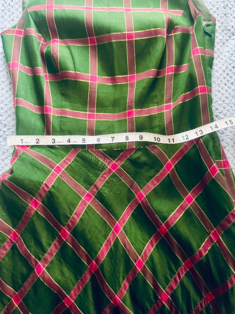 Vintage Plaid Custom Made Maxi Dress Size 4-6 - Picture 12 of 14